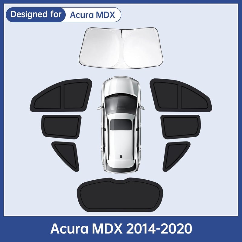 FSHAANY'S Car Window Shades for Acura MDX 2014-2020, Full Car Window Covers for Privacy, Sunshades for MDX Front Rear Windshield Side Windows to Block UV and Protect Privacy(8pcs) - Image 3